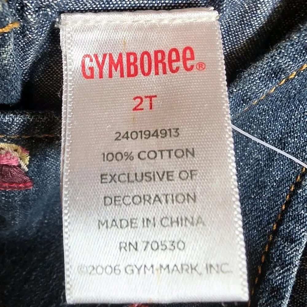 NWT Gymboree Peruvian Doll Denim Overalls Romper Size 2T Blue Embroidered Y2K